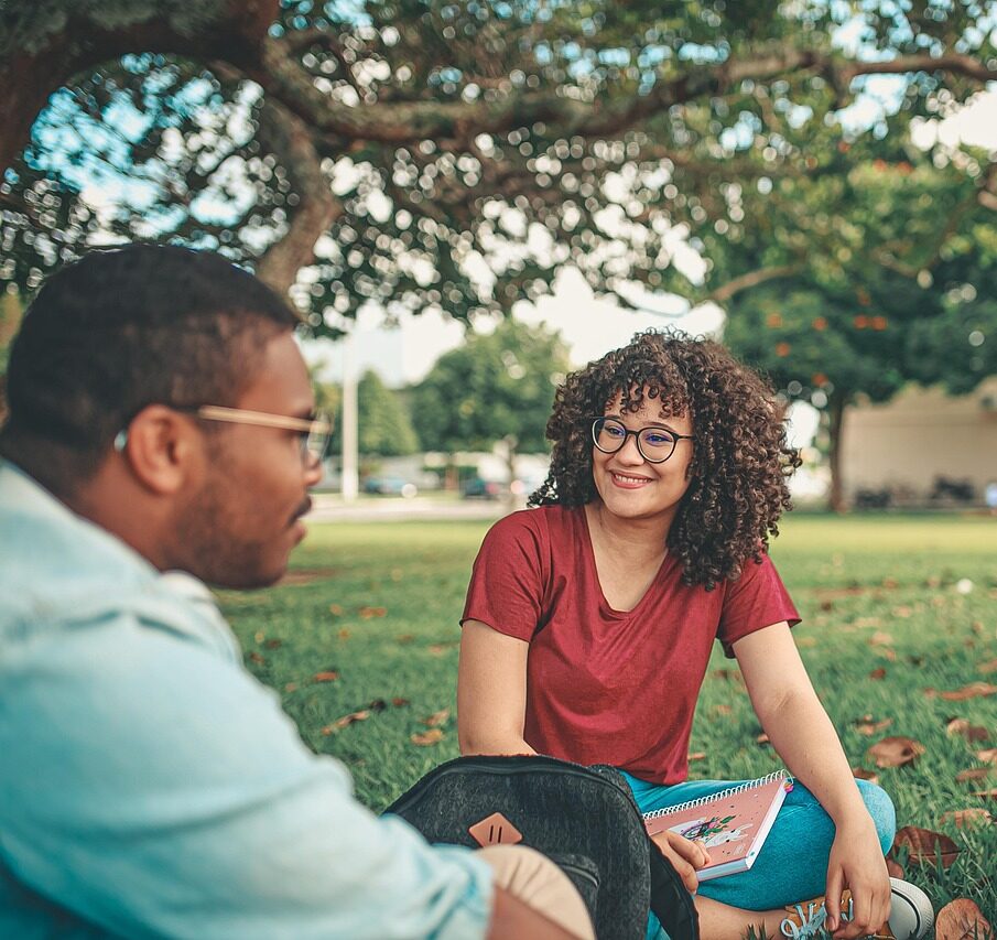 People conversing with one another