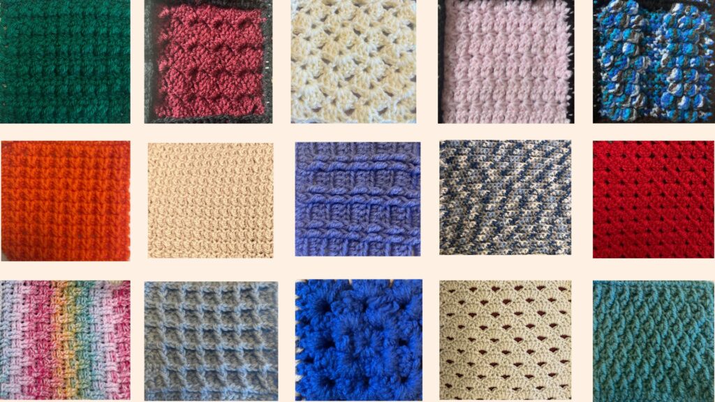 Collage of crochet squares